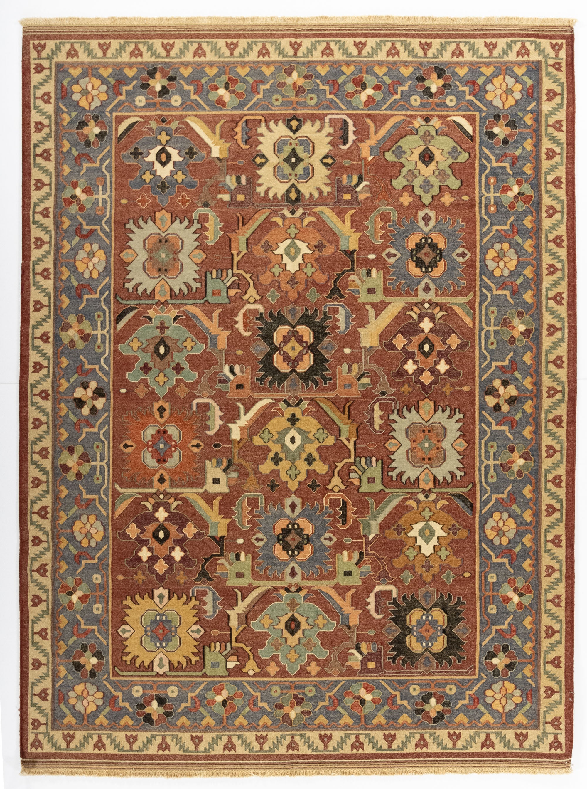 New Indian Transitional Flatweave Rug <br> 6'7 x 8'11