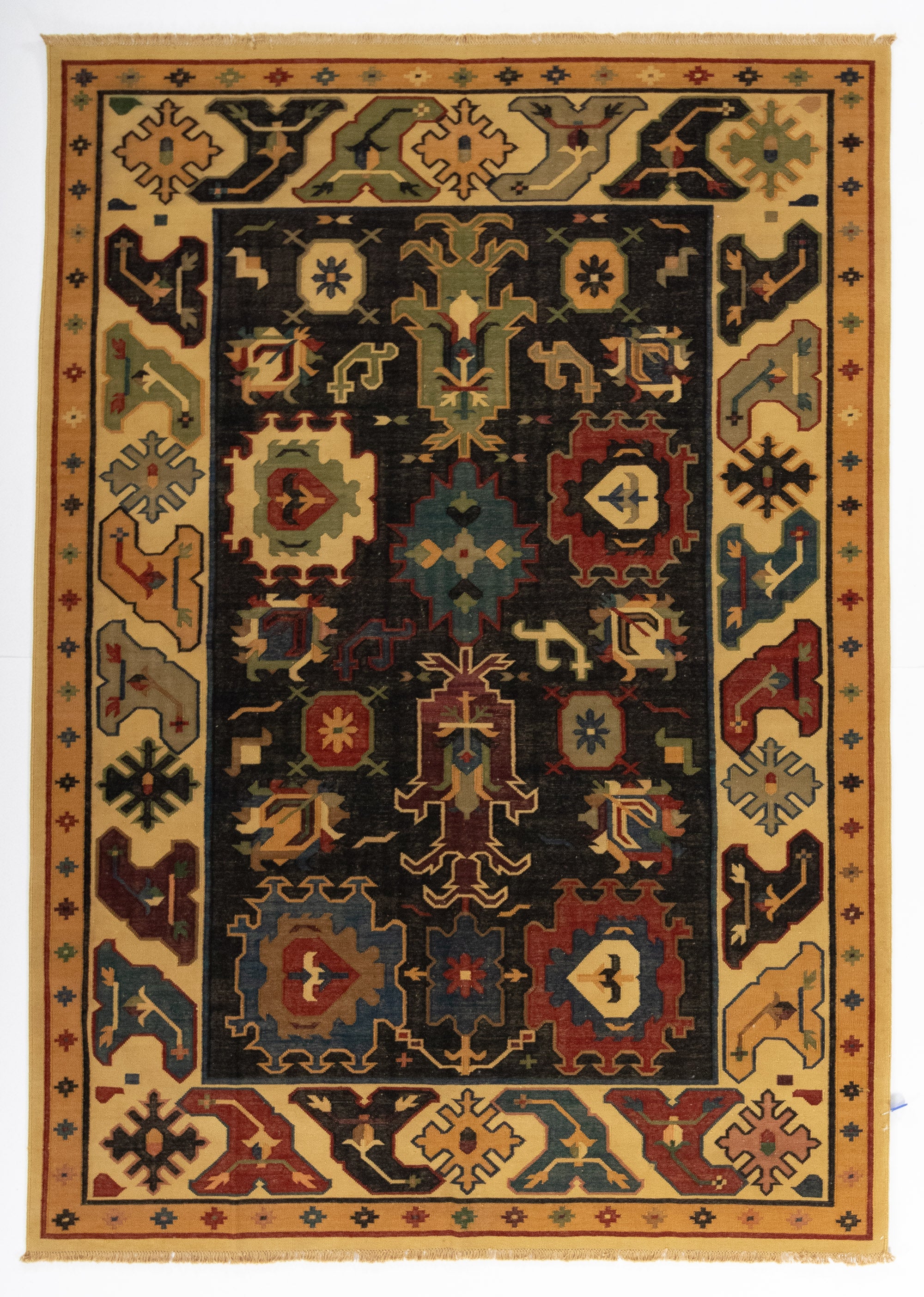 New Indian Transitional Flatweave Rug <br> 6'3 x 8'9