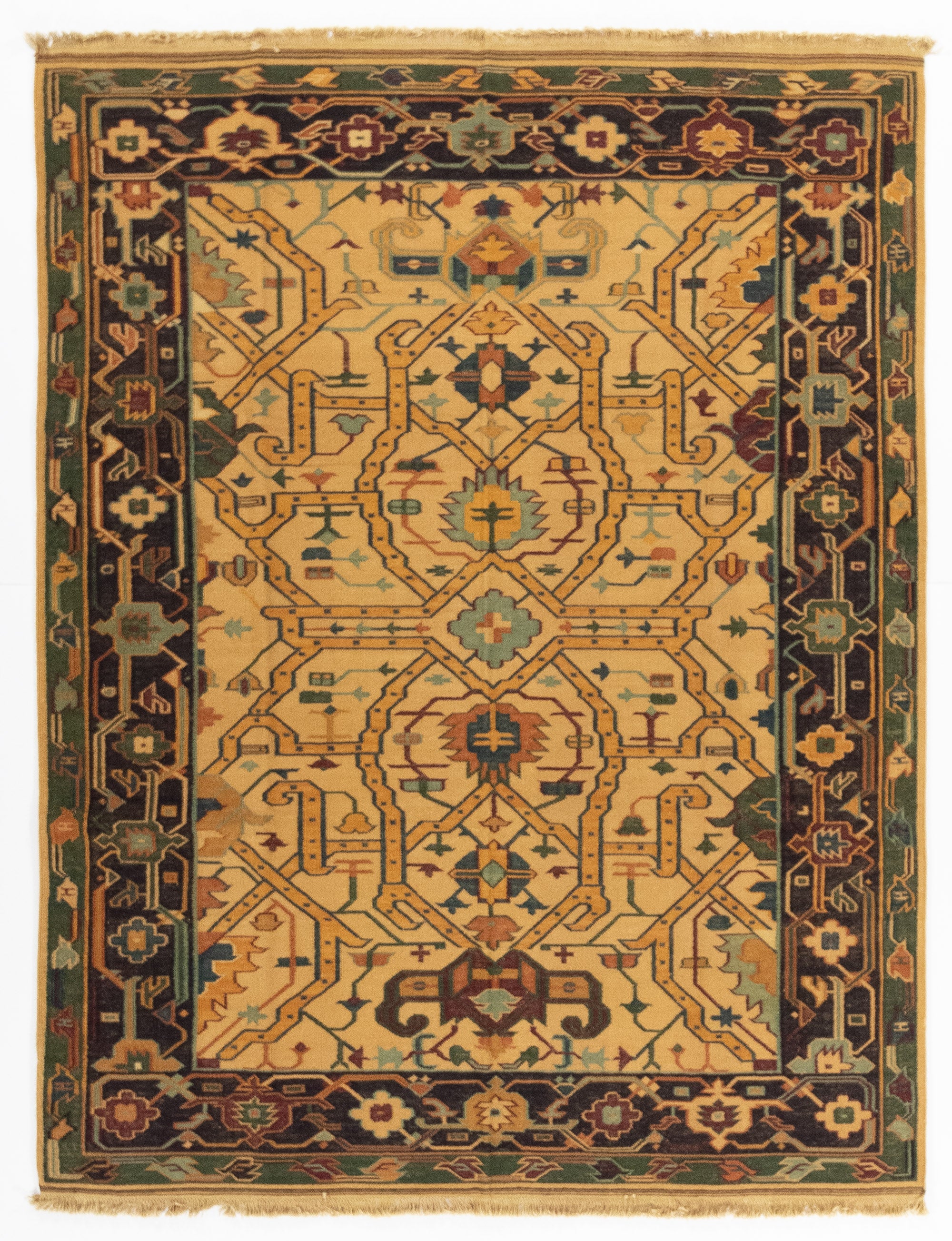 New Indian Tribal Flat-weave Rug <br> 5'6 x 7'1