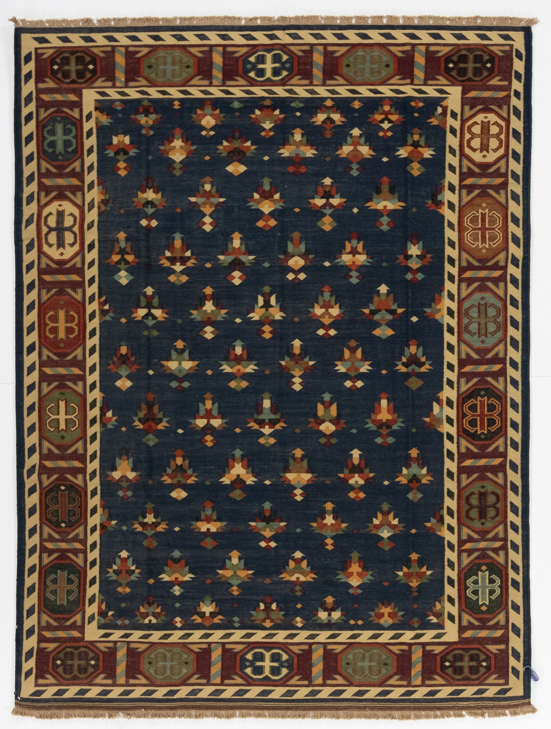 New Indian Transitional Flatweave Rug <br> 5'4 x 7'1