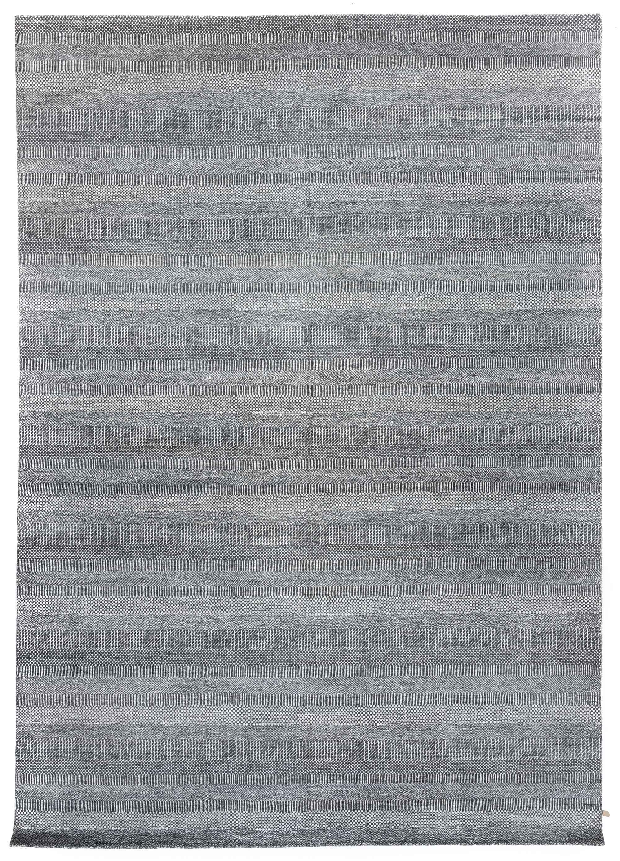 Indo Savannah Striped Gray Handwoven Area Rug <br> 10'0 x 14'2