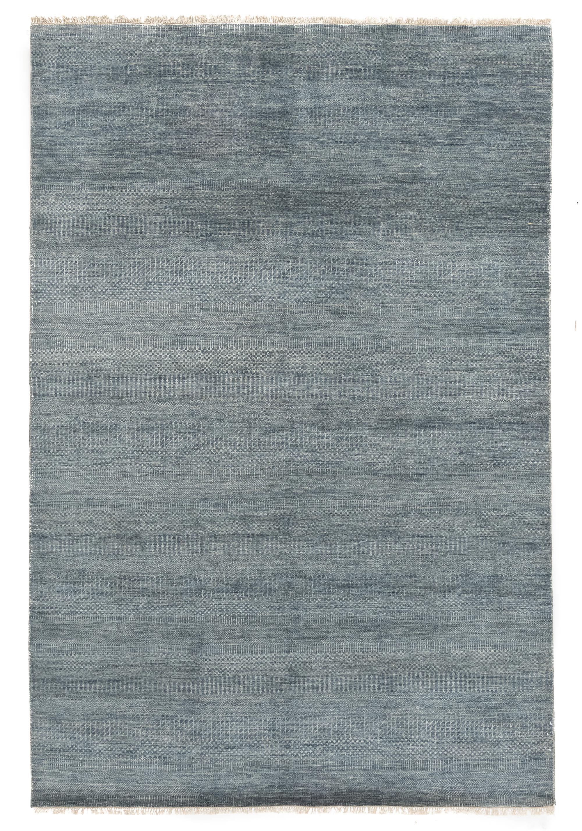 New Indo Savannah Transitional Blue and Ivory Rug <br> 6'1 x 9'1