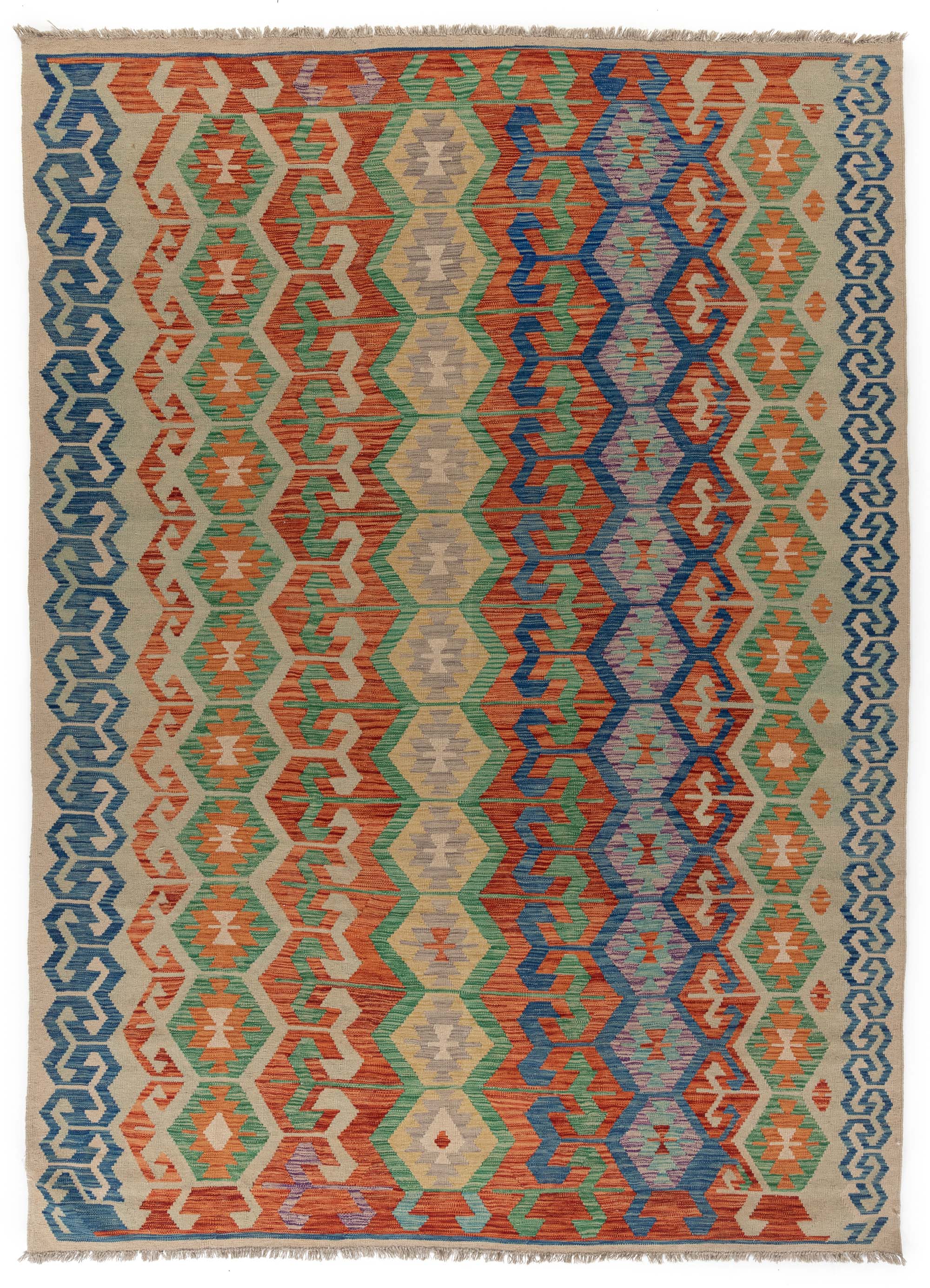 New Pak Kilim All-Over Geometric Rug <br> 8'4 x 11'6