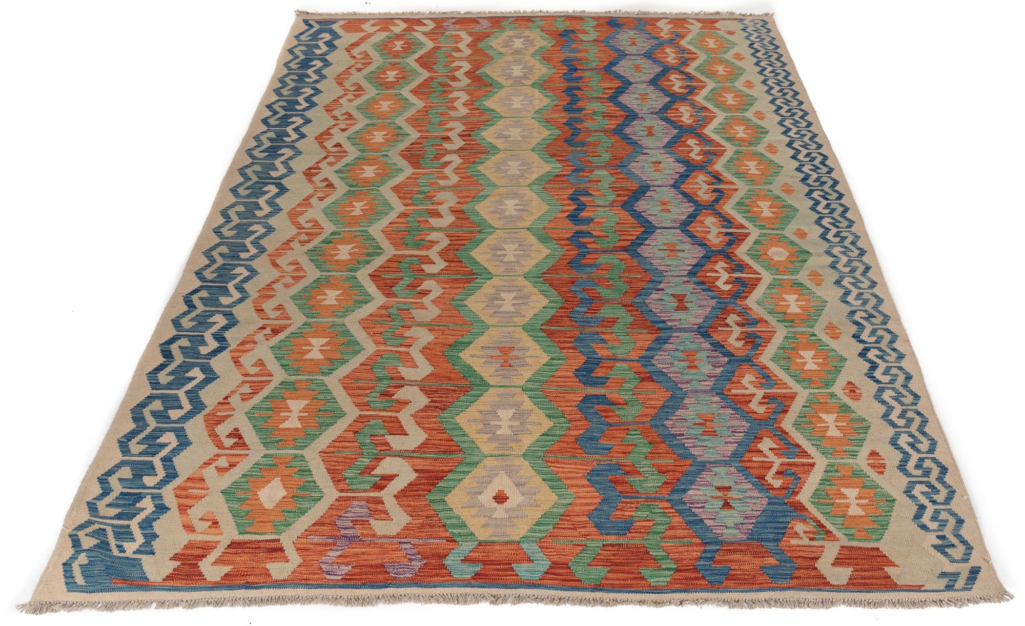 New Pak Kilim All-Over Geometric Rug <br> 8'4 x 11'6