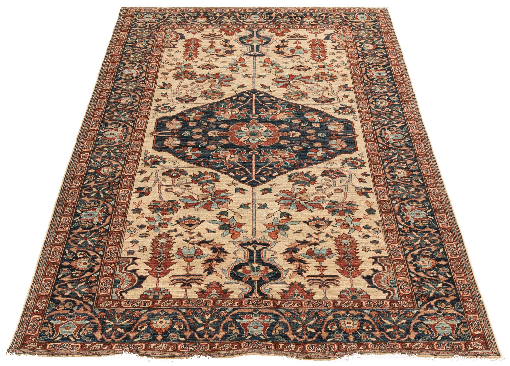 New Pak Floral Shirvan Rug <br> 6'2 x 10'7