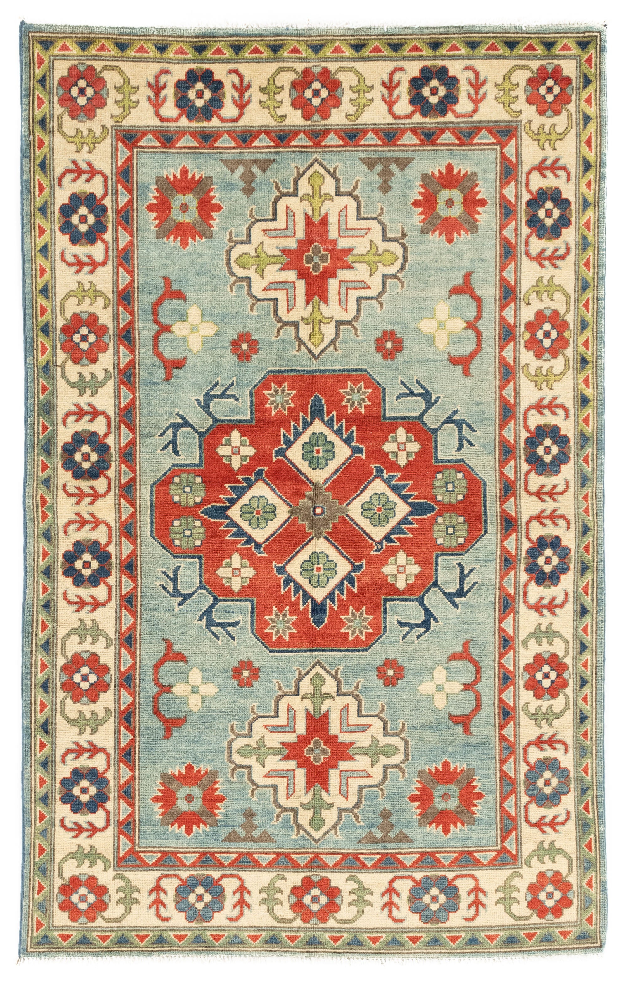 Pakistani Kazak Rug <br> 4'0 × 6'3