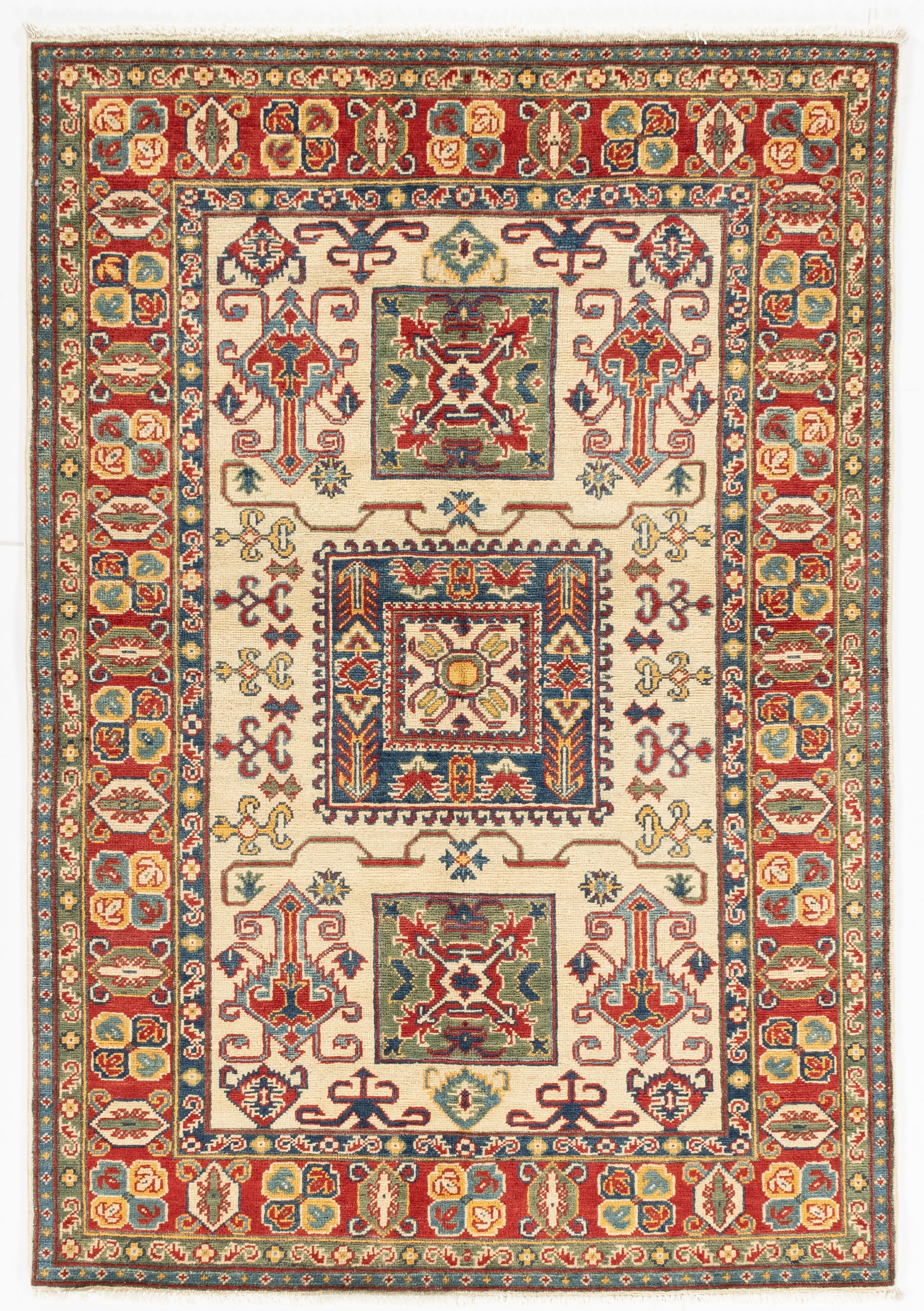 New Pakistani Kazak Rug <br> 4'3 x 6'0