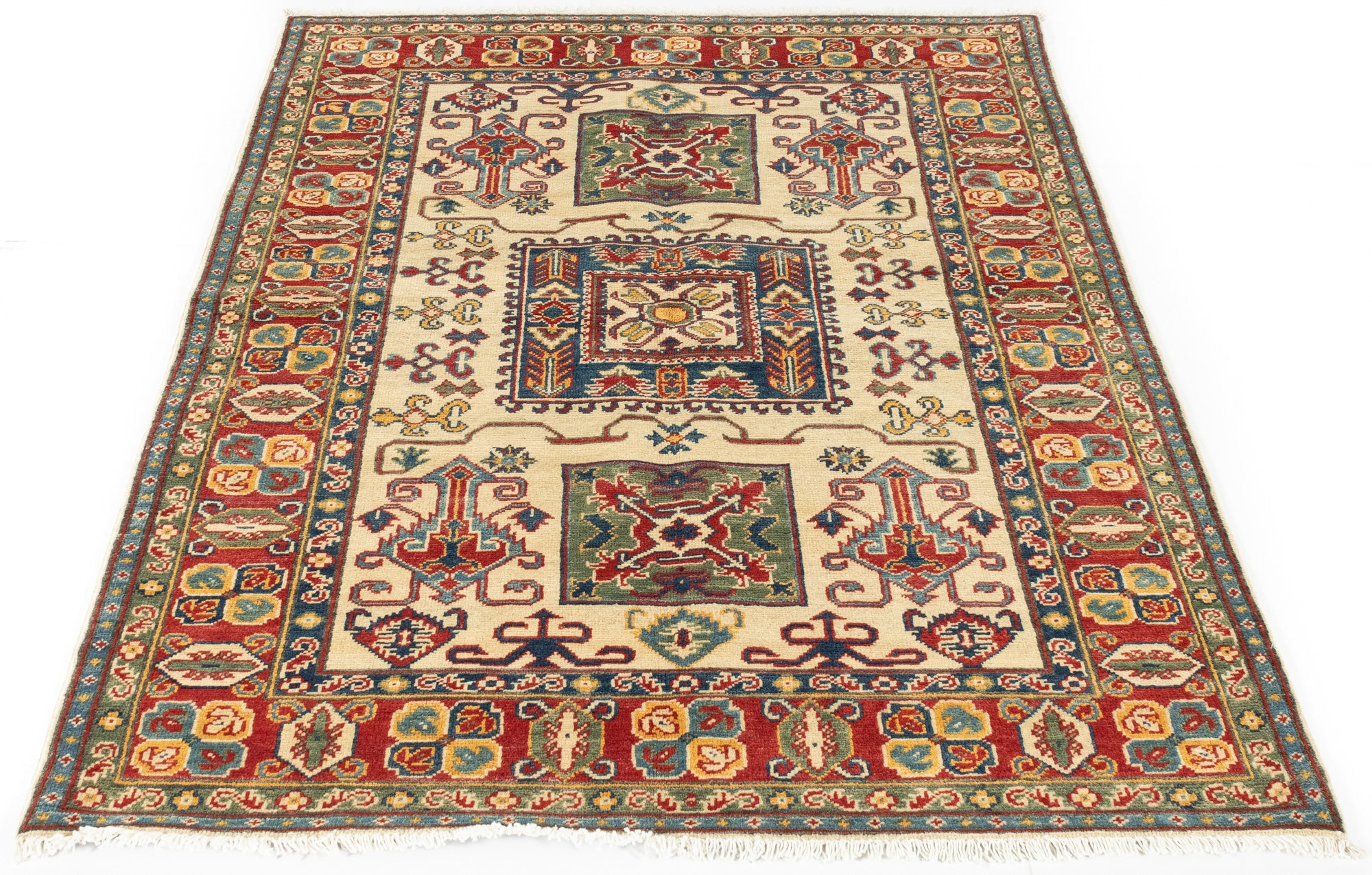 New Pakistani Kazak Rug <br> 4'3 x 6'0