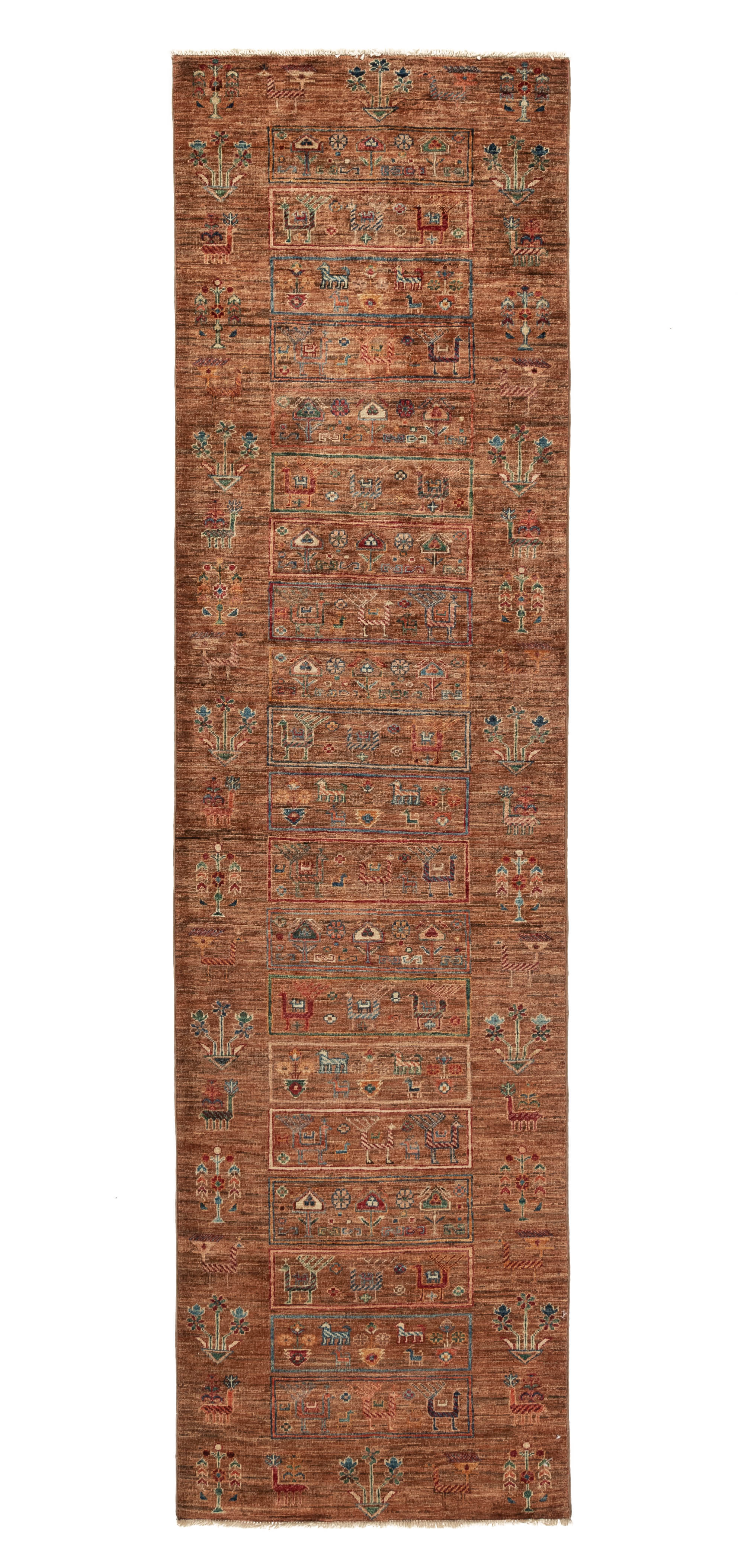 Pakistani Khoy Brown Tribal Pictorial Runner <br> 2'9 x 10'3