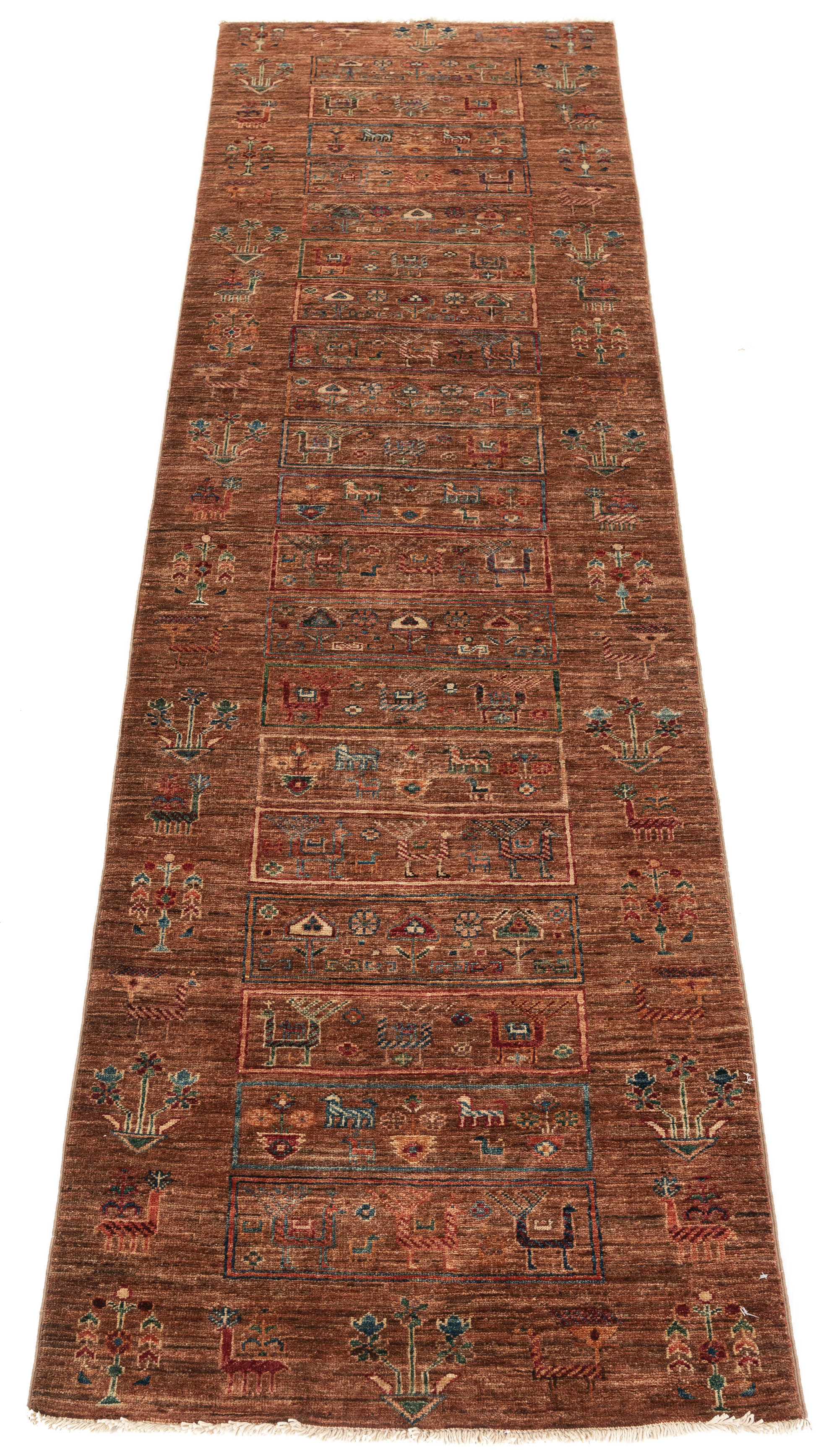 Pakistani Khoy Brown Tribal Pictorial Runner <br> 2'9 x 10'3