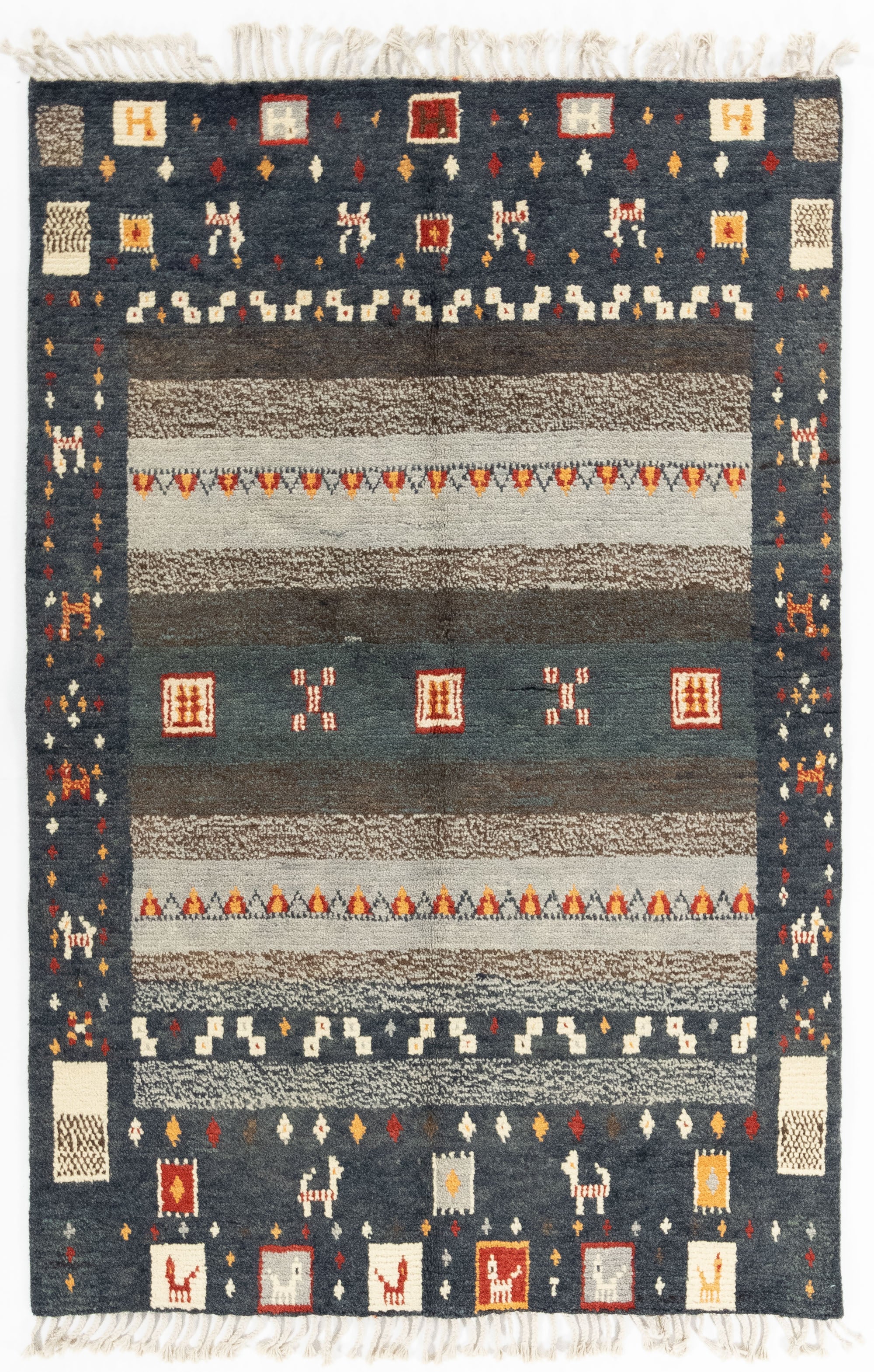 New Pakistani Modern Tribal Desgin Rug  <br> 4'9 x 7'3