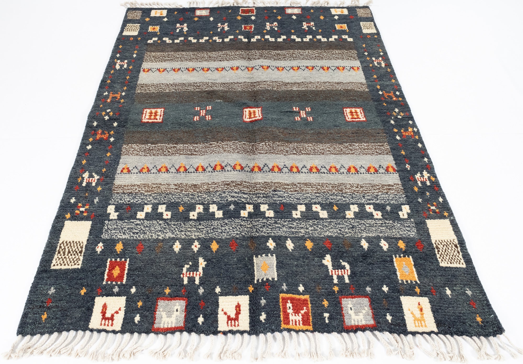 New Pakistani Modern Tribal Desgin Rug  <br> 4'9 x 7'3