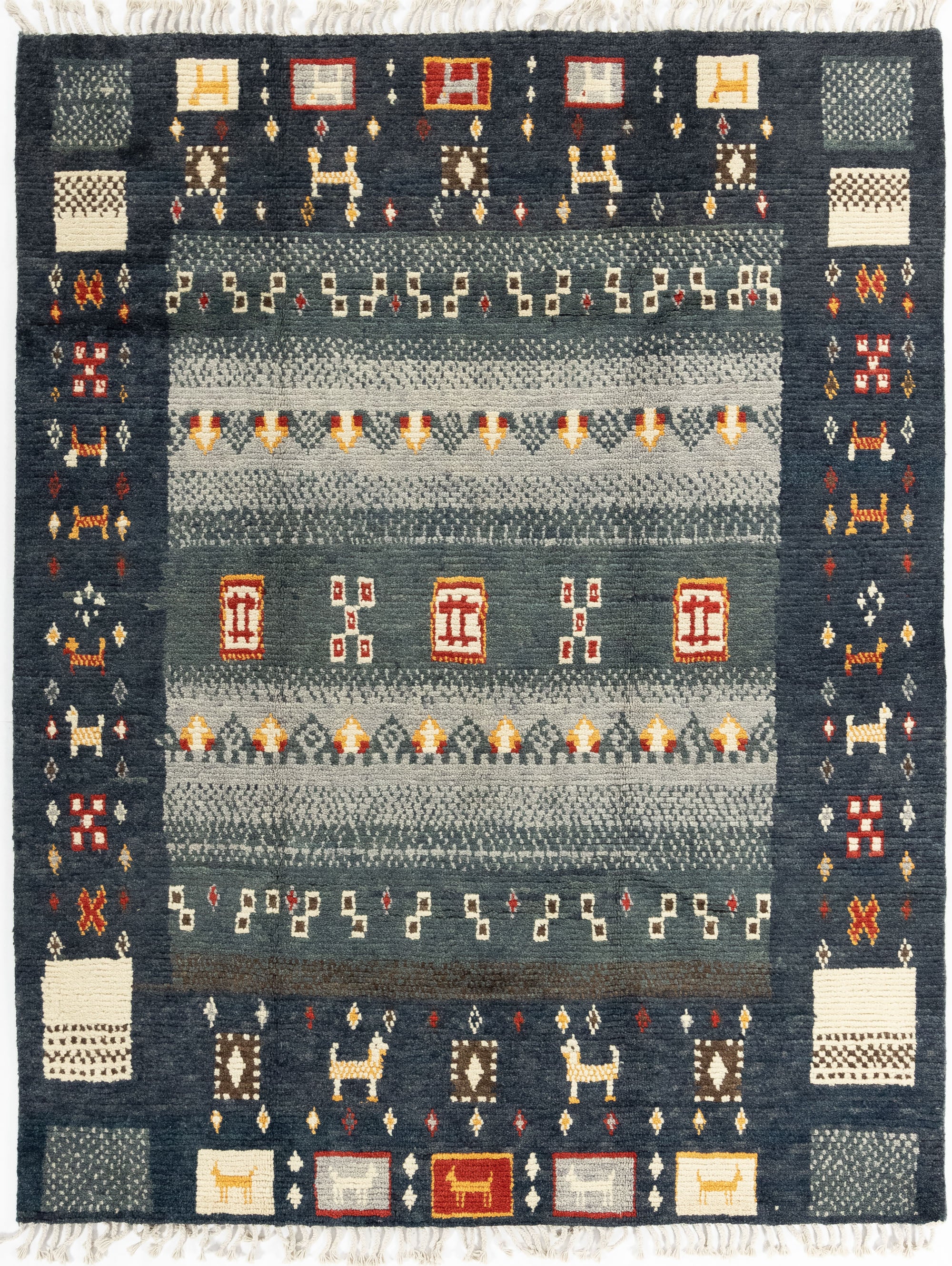 New Pakistani Modern Tribal Desgin Rug  <br>  6'4 x 8'2