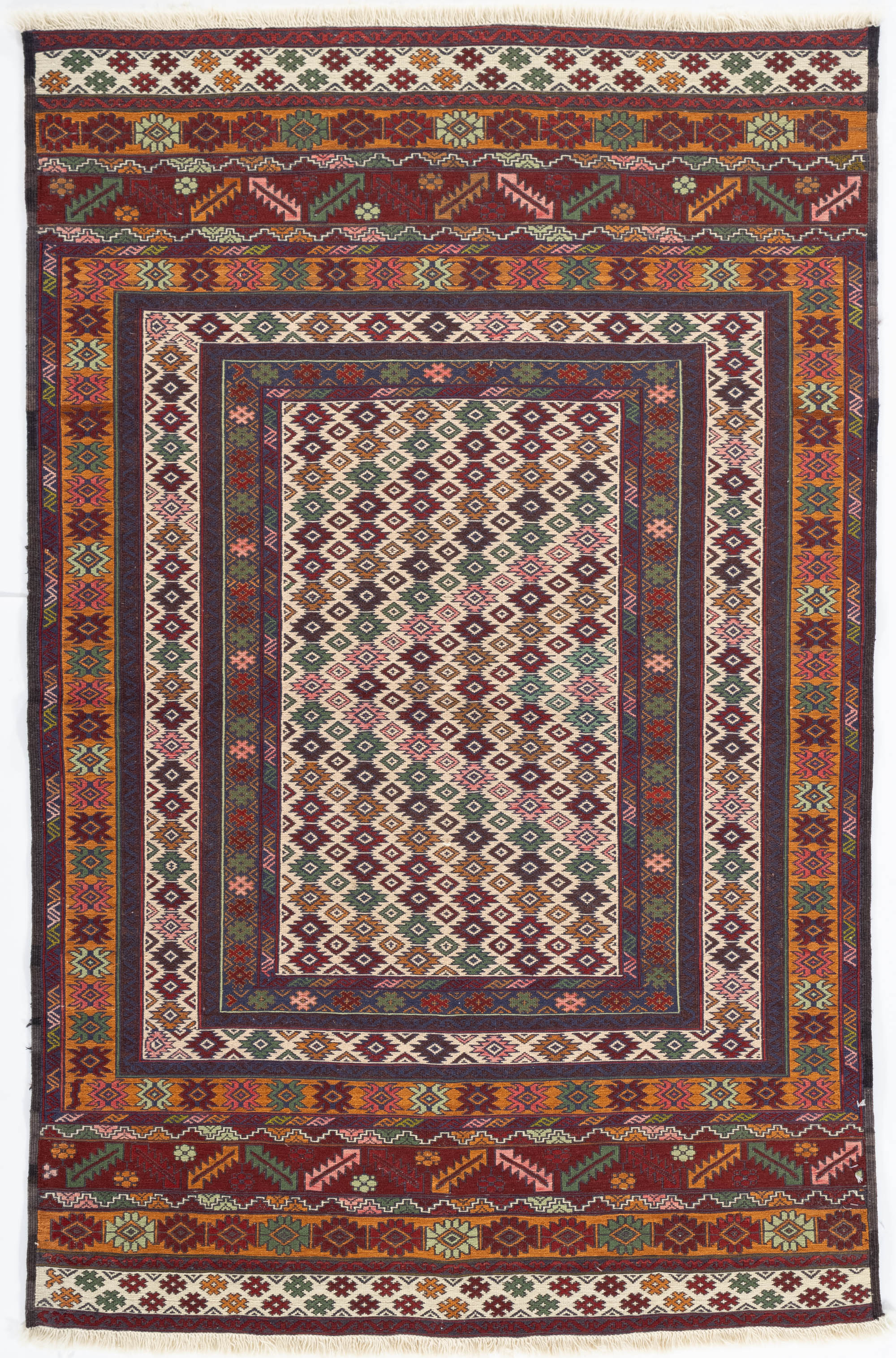 New Pakistani Tribal Flatweave Rug <br> 3' 5 x 5' 2