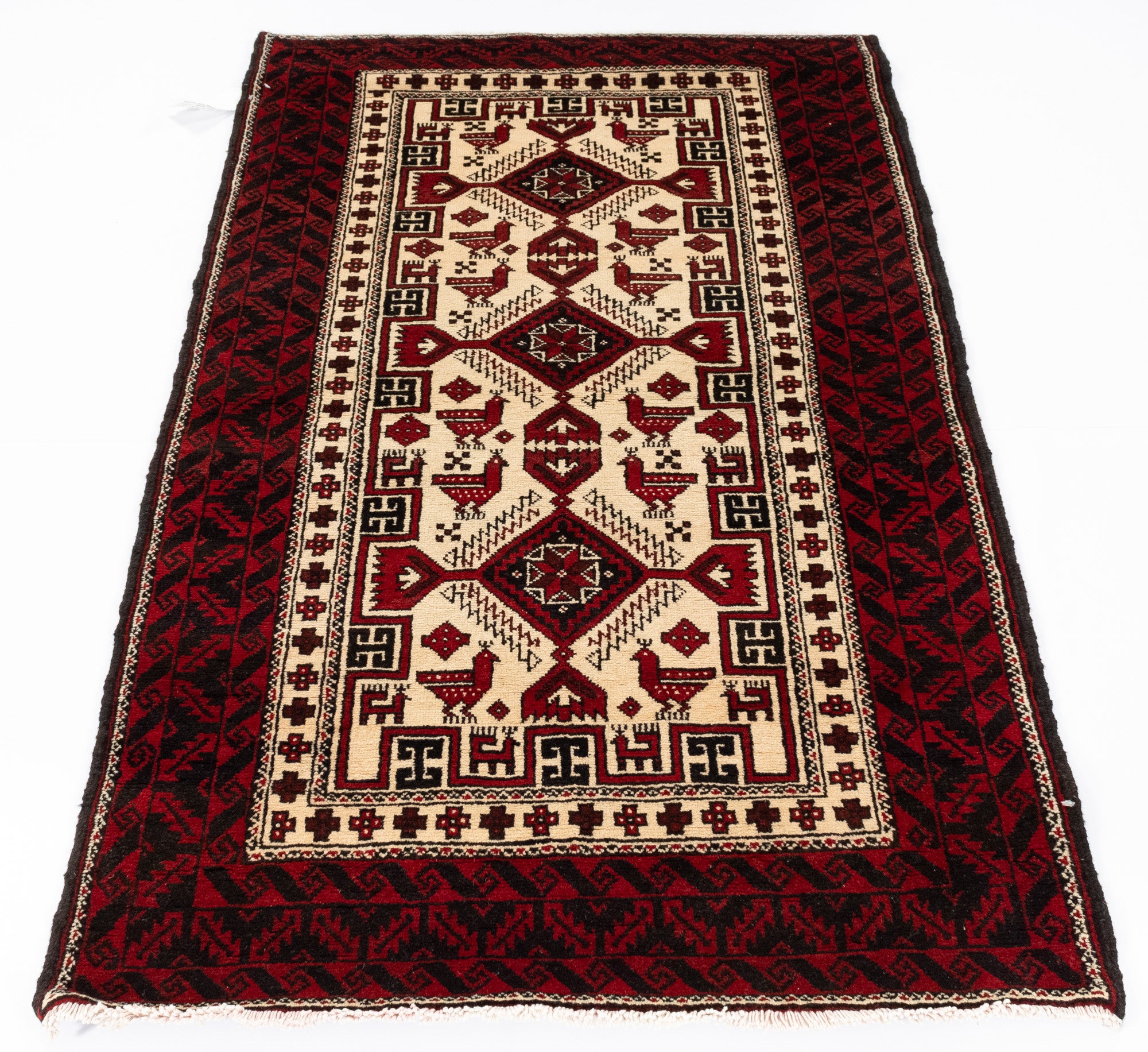 New Persian Balouch Rug <br> 3' 6 x 6' 5