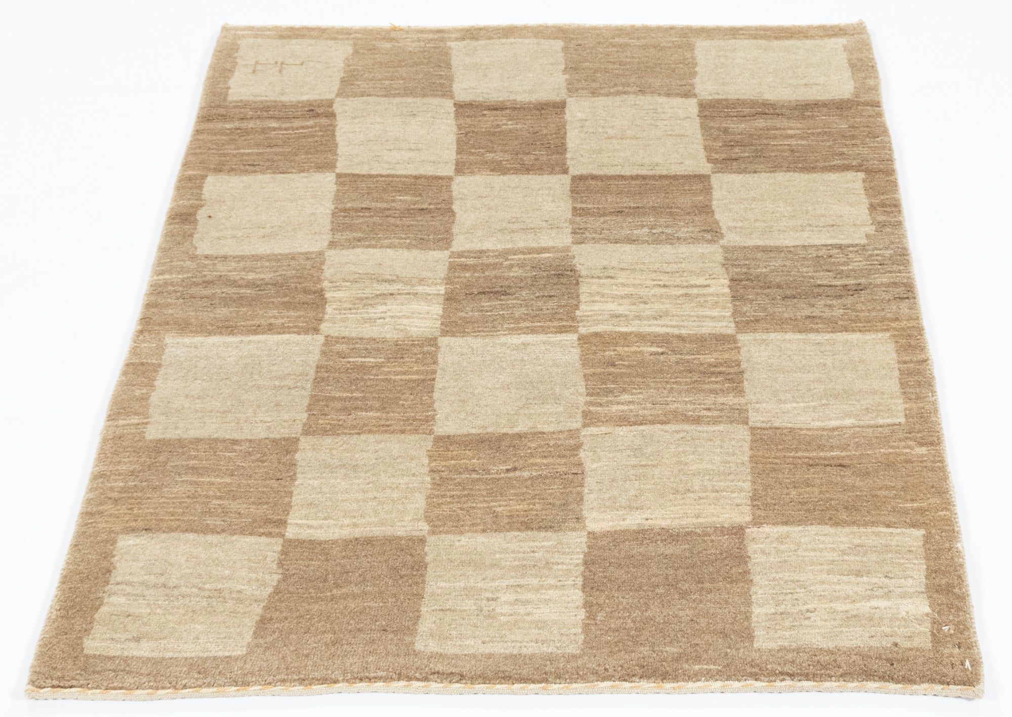 New Persian Checkered Gabbeh Rug  <br> 3'3 x 4'5