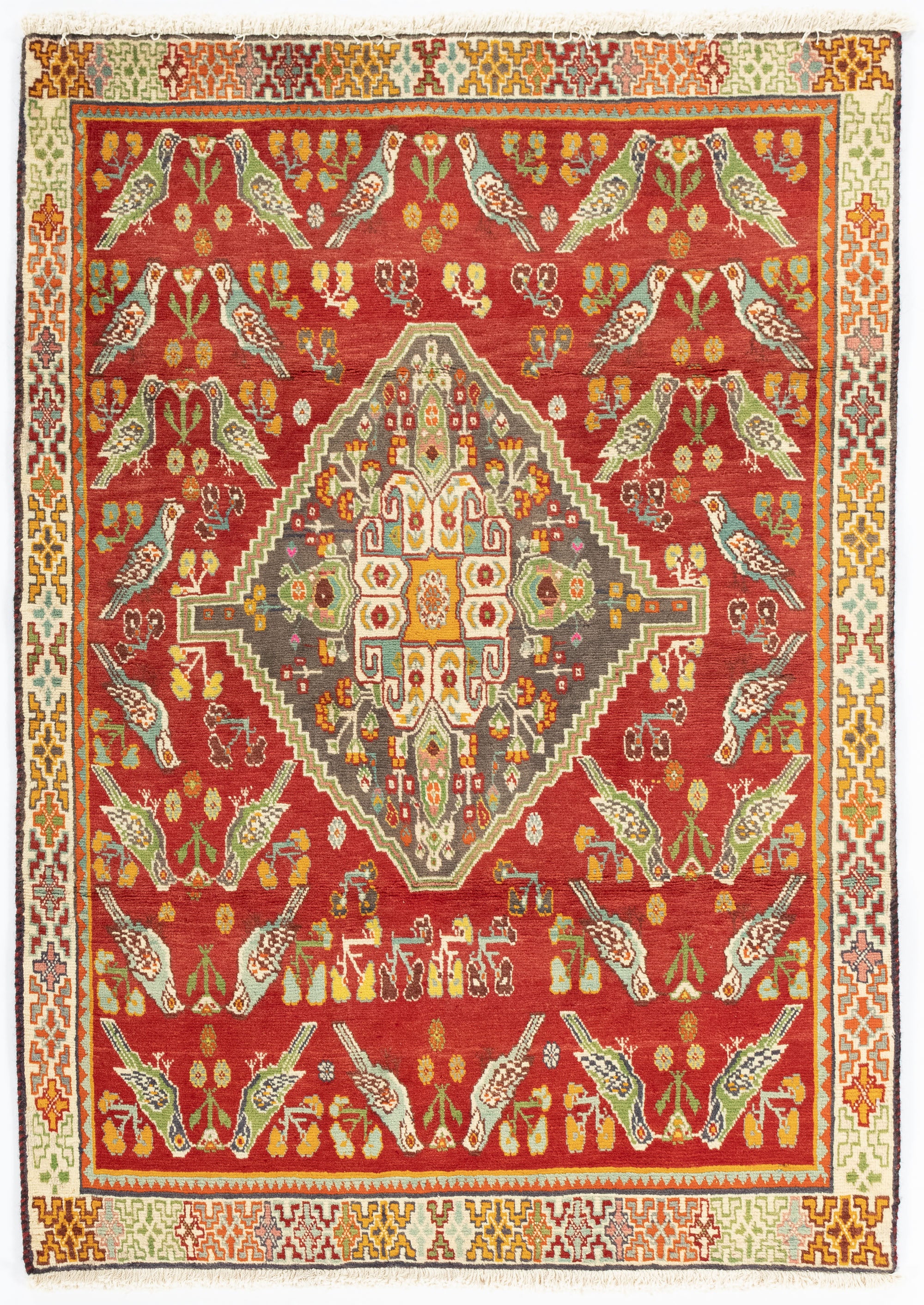 New Persian Gabbeh Qashqai-design Rug <br> 3'3 x 4'8