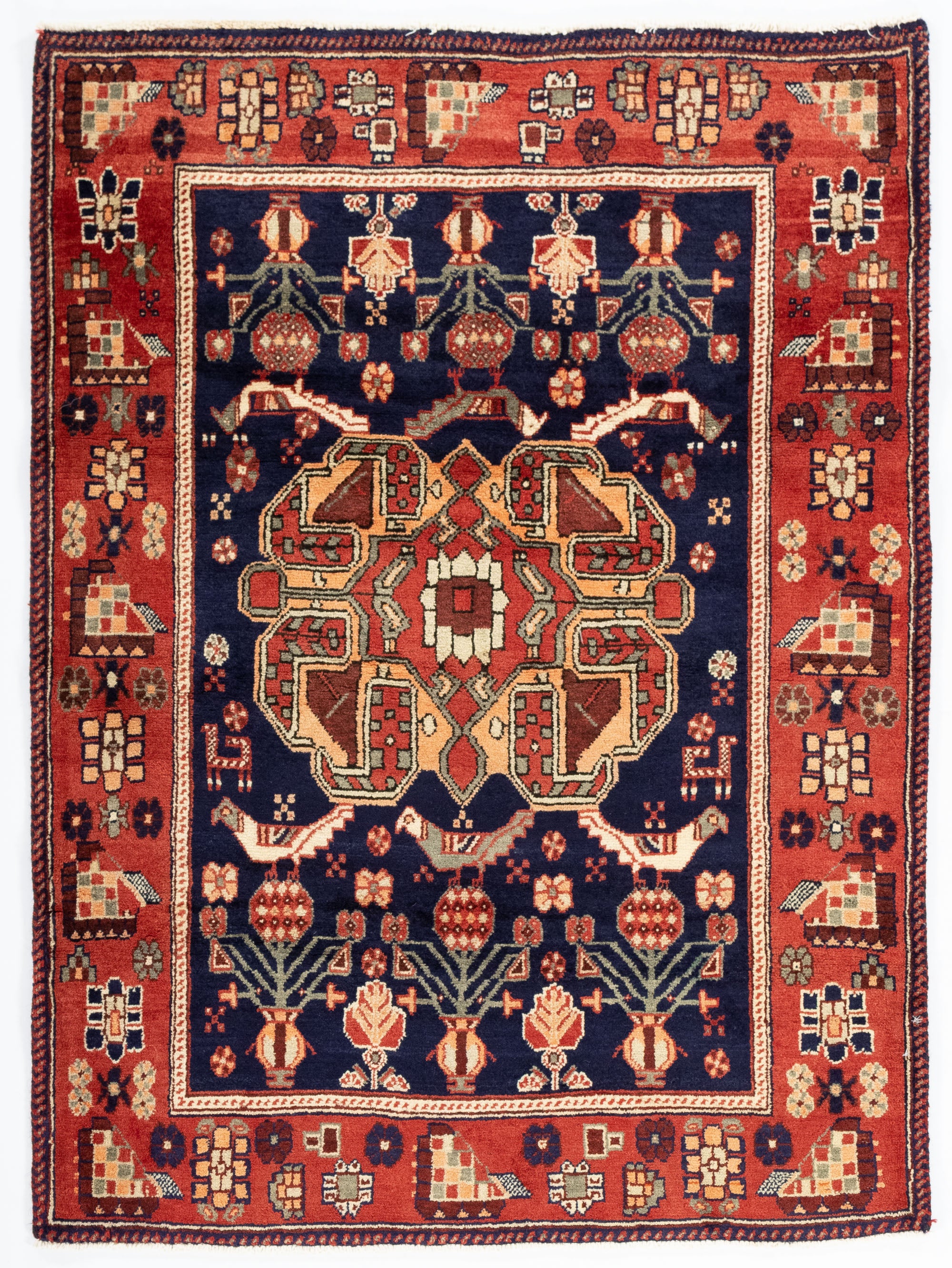 New Persian Gabbeh Qashqai-design Rug <br> 3'9 x 5'2