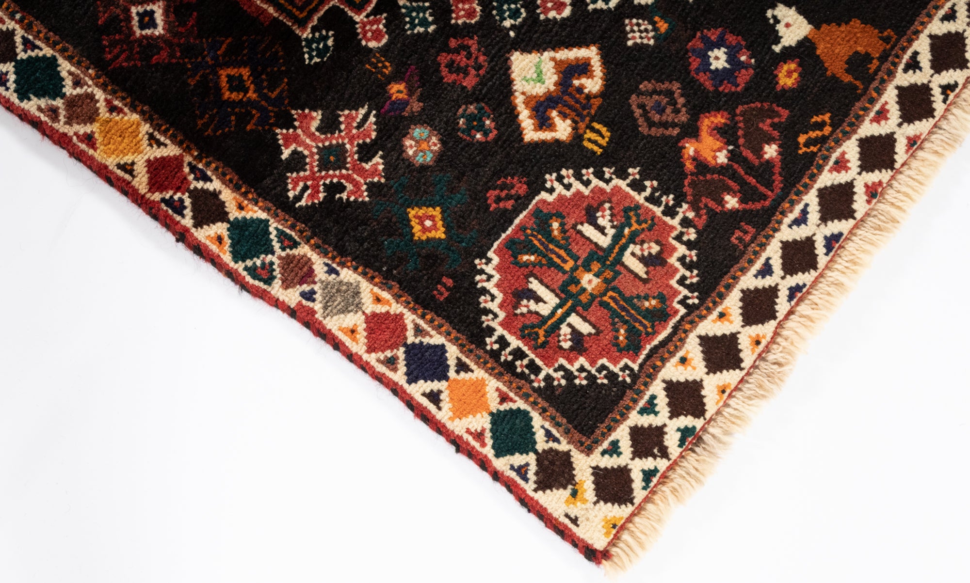 New Persian Gabbeh Qashqai-design Rug <br> 3'8 x 5'2