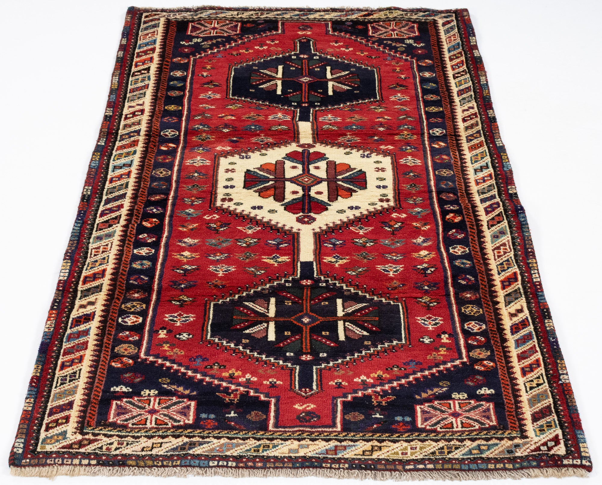 New Persian Gabbeh Qashqai-design Rug <br> 3'5 x 5'5