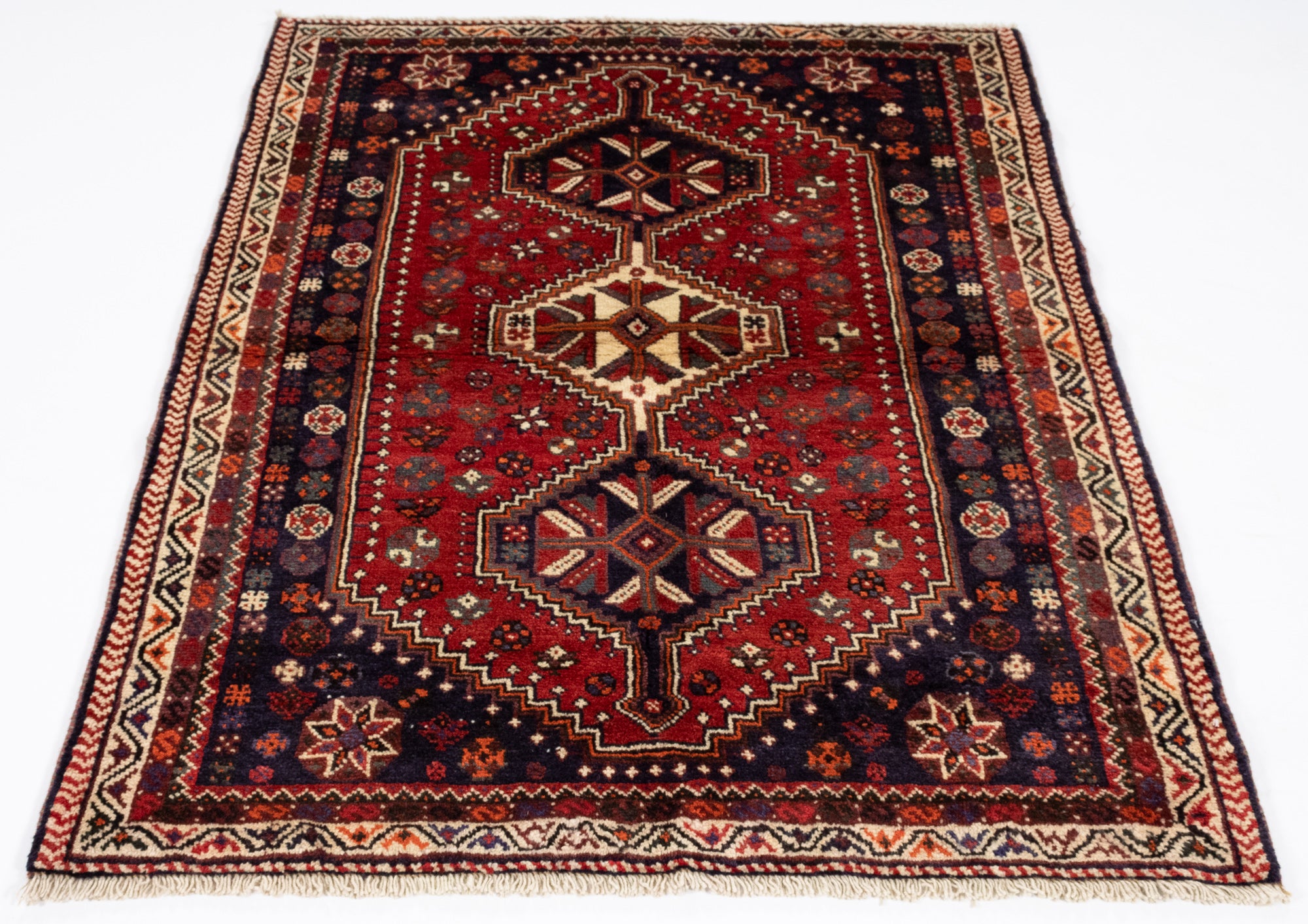 New Persian Shiraz Rug <br> 4' 0 x 5' 6