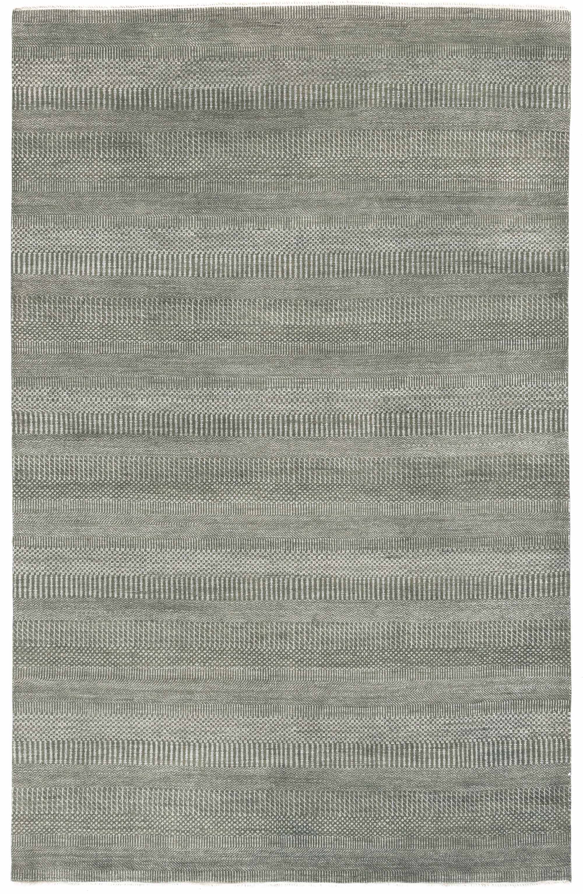 Modern Grey Chevron Indian Rug <br> 6'1 x 9'4