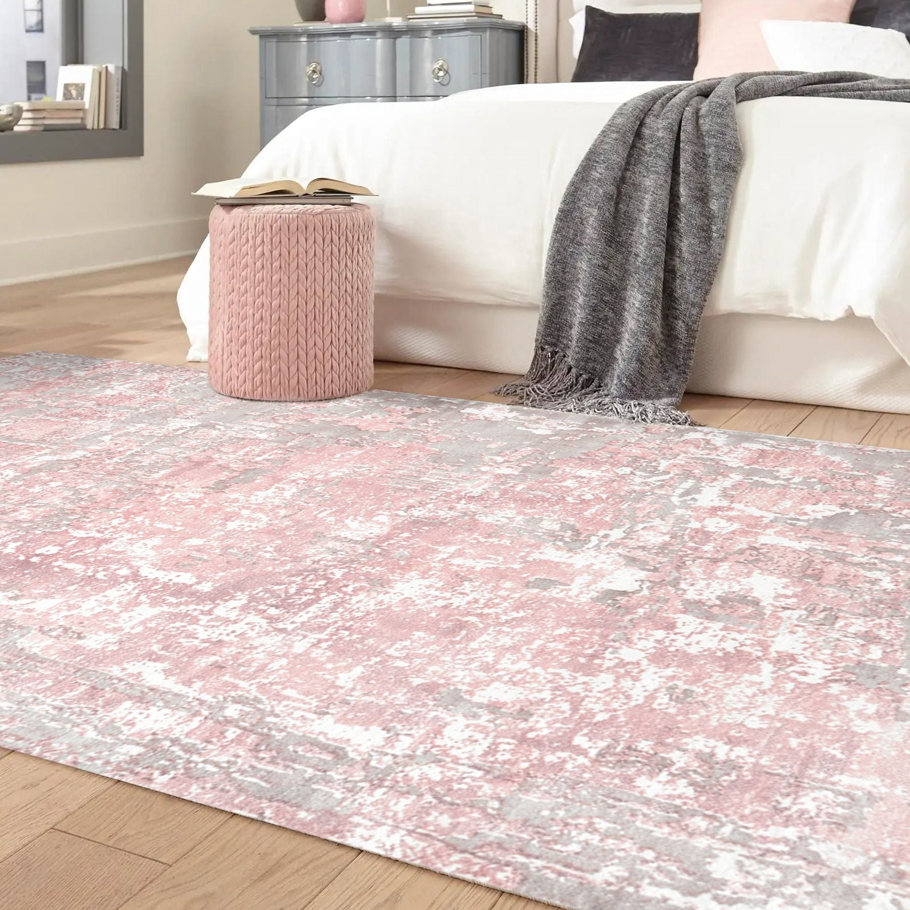 Blush Hand Loomed Contemporary Abstract Area Rug