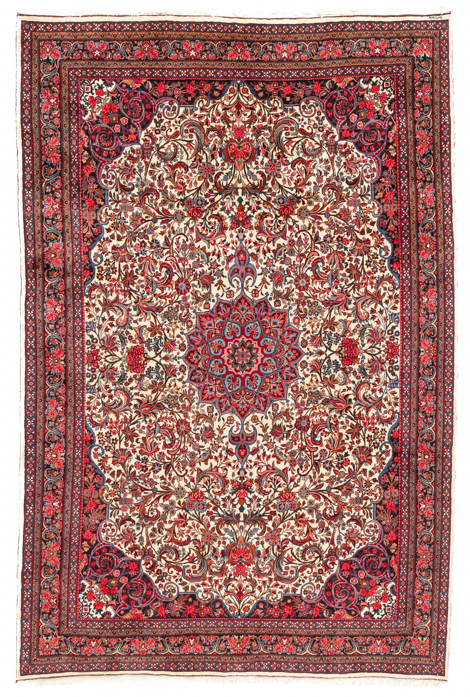 Semi-Antique Center Medallion Floral Rug <br> 7'4 x 10'11